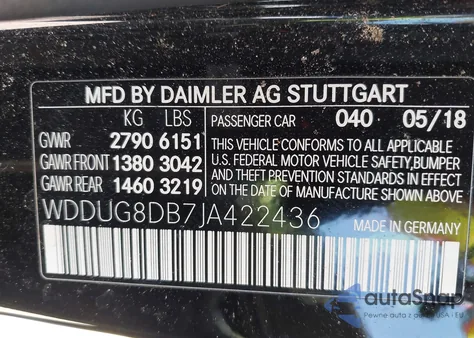 2018 Mercedes-Benz S 560 из США, поврежденный, VIN WDDUG8DB7JA422436